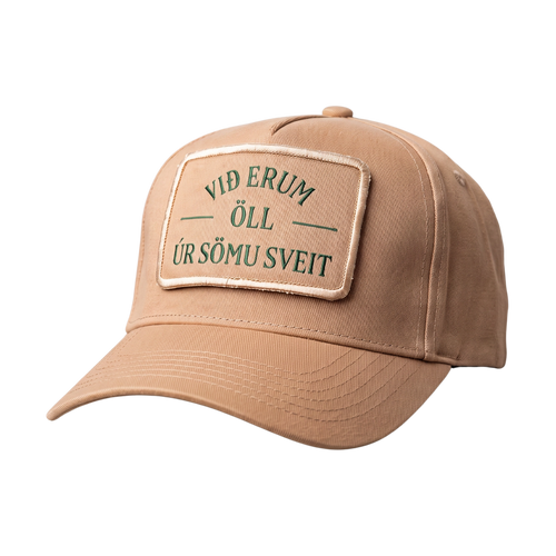 Sand cap with woven patch – Við erum öll úr sömu sveit